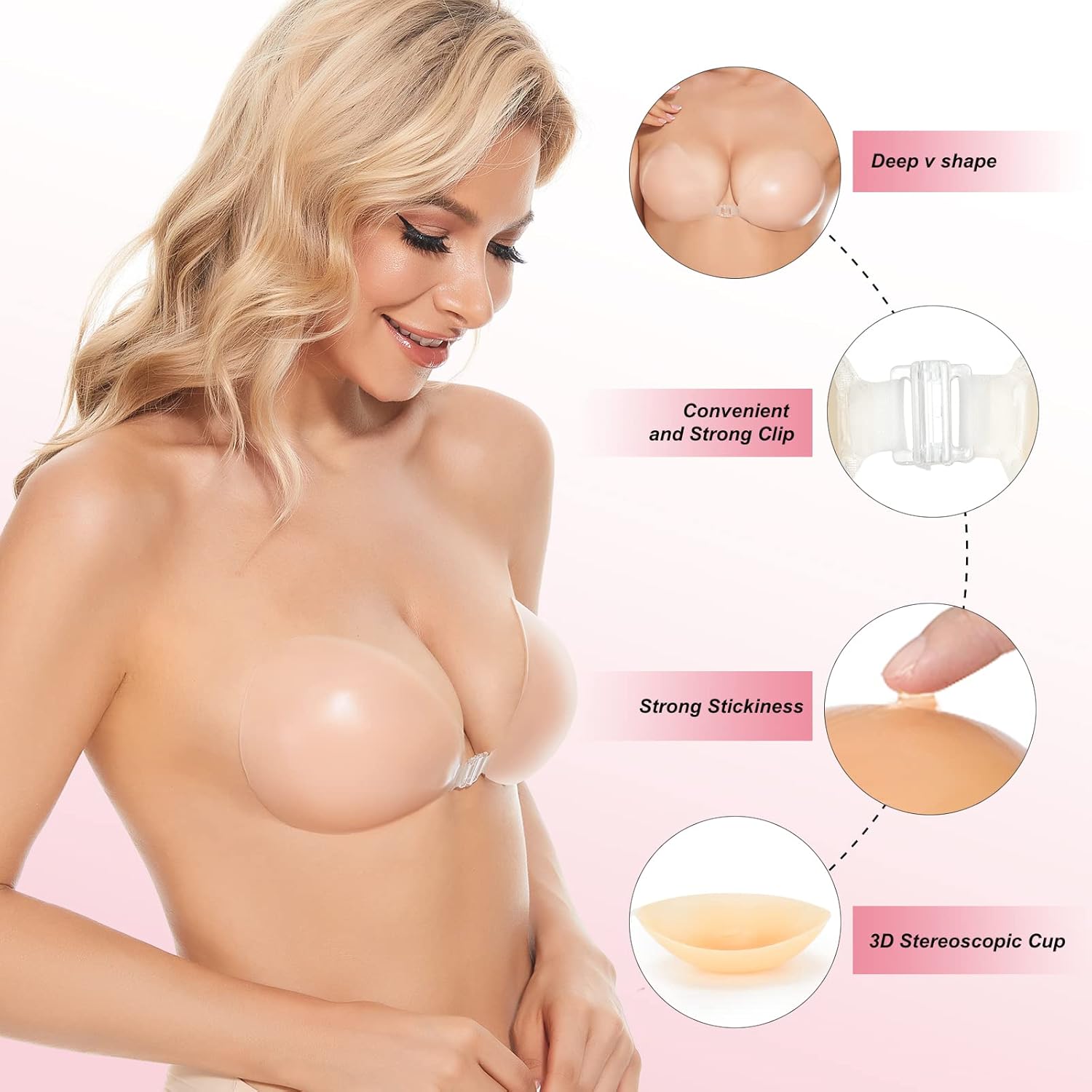Push Up Bra Silicone - Sutiã Adesivo Push Up Invisível de